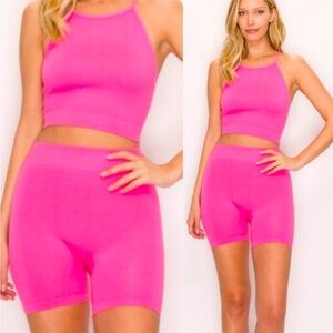KIMBERLY TANK TOP & BIKE SHORTS SET WOMEN COLOR PINK SIZE S